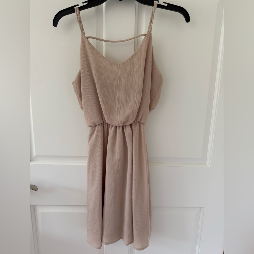 Tan Sleeveless Sundress for Wedding Guest